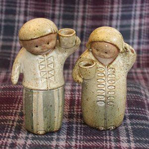 Vintage Japan Stoneware Man and Woman Salt and Pepper Shakers